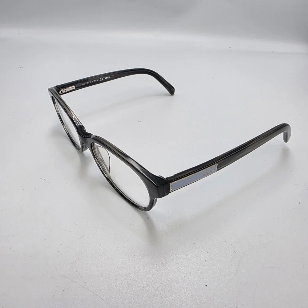 Fendi F979 Black Oval Eyeglass Frames Crystal Black Baby Blue 51mm Auth Italy